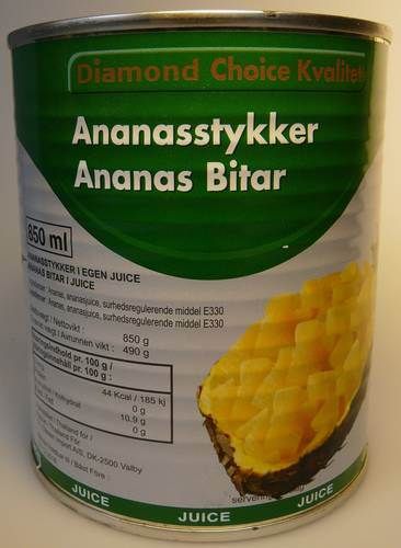 Ananas i stykker i juice, 825 g